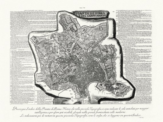 Giovanni Battista Piranesi,  Vedute di Roma, Map Of Rome, Part. 1, 1748, map on heavy cotton canvas, 22x27" approx.