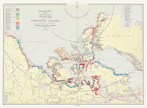 Explorations in Northern Canada and adjacent portions of Greenland and Alaska, 1904 Ver. II , cotton canvas, 50 x 70 cm, 20 x 25" approx.