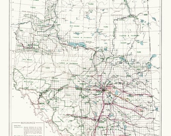 Map of the Province of Alberta, Canada, showing natural resources, 1945 ,on heavy cotton canvas, 22x27&quot; approx.