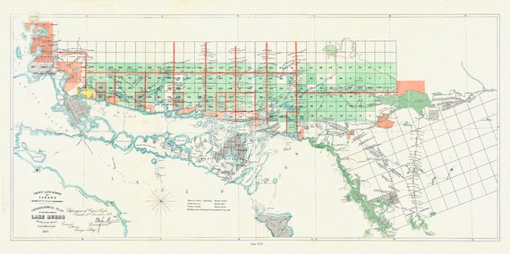 Lake Huron, North Shore, A Topographical plan of the north shore of shewing recent surveys, 1872, on canvas, 50 x 70 cm, 20 x 25" approx.