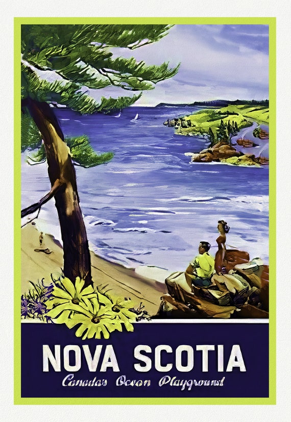 Nova Scotia, Canada's Ocean Playground, 1965, Travel Poster on heavy cotton canvas, 22x27" approx.