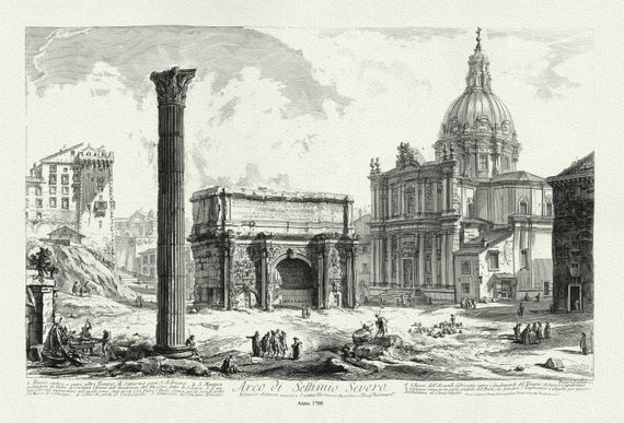 Giovanni Battista Piranesi, Arch of Septimius Severus, 1760, map on heavy cotton canvas, 22x27" approx.