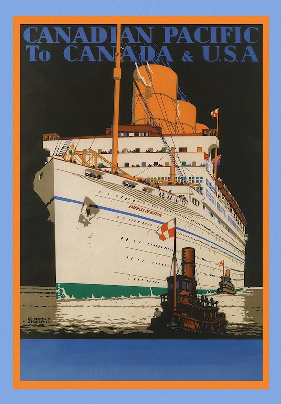 Canadian Pacific to Canada & USA, 1933, travel poster on heavy cotton canvas, 50 x 70 cm, 20 x 25" approx.