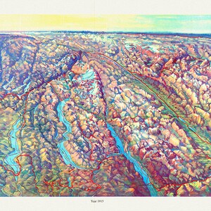 Montañas Rocosas canadienses que muestran la línea principal de Canadian Pacific Ry. con ramificaciones y conexiones de barcos de vapor, 1915, mapa sobre lienzo, 20 x 25 "aprox.
