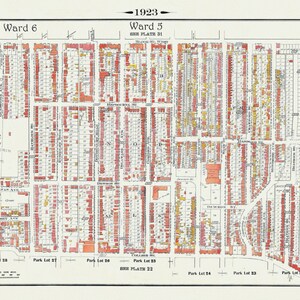 Placa 24, Toronto West, Dufferin Grove, BloorCourt, South of Bloor, St., 1923, Mapa em tela de algodão grosso, 18x27 pol. Aproximadamente.