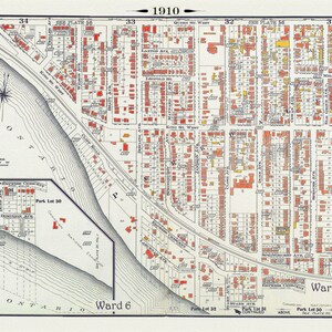 Placa 53, Toronto West, Parkdale South & West, 1910, mapa em tela de algodão grosso, 20 x 30" aprox.
