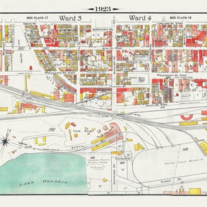 Plaat 19, Toronto West, Waterfront, Foot of Bathurst St., 1923, Kaart op zwaar katoenen canvas, 18x27in. Ongeveer.