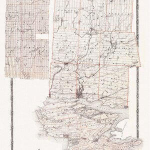 Comtés de Hastings et prince Edward, Ontario, 1879, carte sur toile de coton lourde, 45 x 65 cm, 18 x 24 po environ.