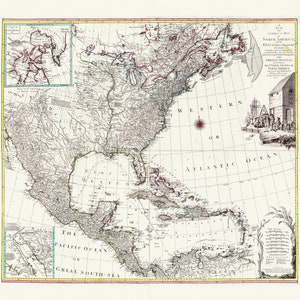 Eine Karte von Nordamerika mit den Westindien-Inseln, geteilt nach dem Friedensvertrag, abgeschlossen in Paris Jan., 1783,canvas 22x27"