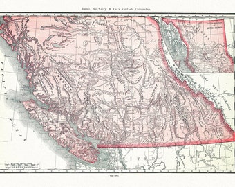 Rand, McNally & Co., British Columbia, 1892, map on heavy cotton canvas, 22x27&quot; approx.