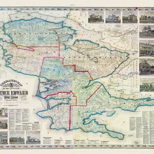 Comté de Prince Edward, 1863, Tremaine auth., 1863, carte sur toile de coton épaisse, 50 x 70 cm, 20 x 25" environ.