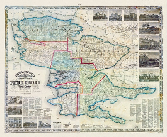 Prince Edward County, 1863, Tremaine auth., 1863, map on heavy cotton canvas, 50 x 70cm, 20 x 25" approx.