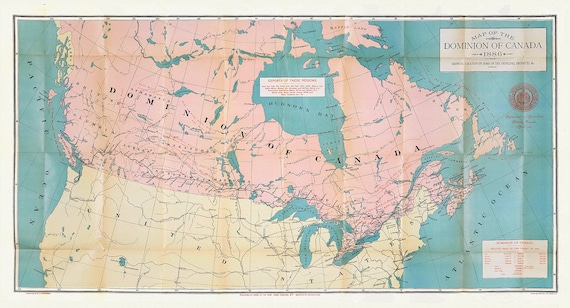 Canada, its history, productions and natural resources, prepared under the direction of Honourable John Carling, 1886, map on canvas, 20x25"