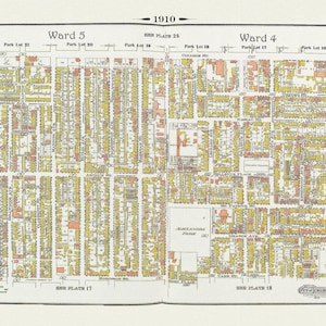 Placa 23, Toronto Downtown West, Kensington e Anexo Sul, 1910, mapa em tela de algodão grosso, 20 x 30" aprox.