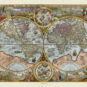 Plancio Pietro, Orbis Terrarum, 1534 Ver. D, Map on heavy cotton canvas, 22x27in. approx.