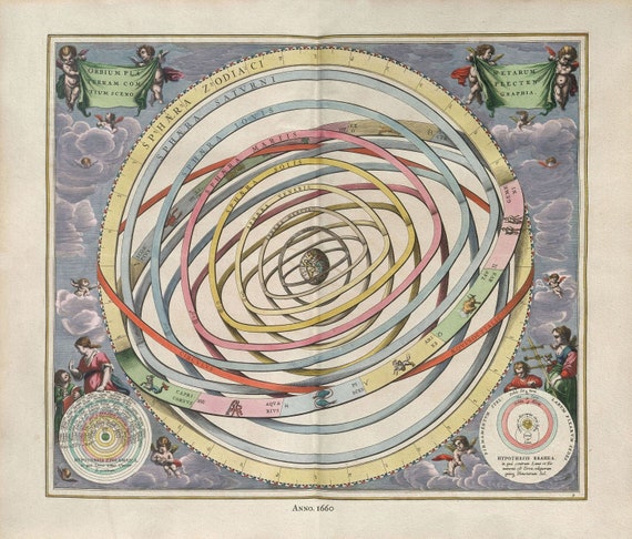 Cellarius, Harmoni Macrocosmica III, 1660,  celestial map on durable cotton canvas, 50 x 70 cm or 20x25" approx.