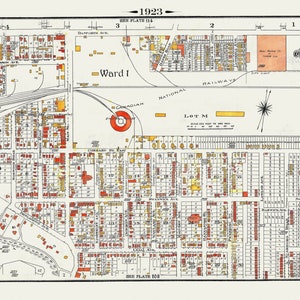 Placa 111, Toronto East York, Main St. South of Danforth Ave., 1923, Mapa sobre lienzo de algodón pesado, 18x27in. Aproximadamente.