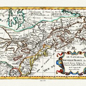 Le Canada ou Nouvelle France, 1656 Ver. II, Carte sur toile de coton lourd, 1656,22x27 » environ.