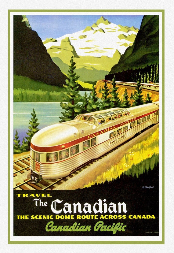 Travel Poster, Canadian Pacific, The Scenic Dome Route, map on heavy cotton canvas, 22x27" approx.