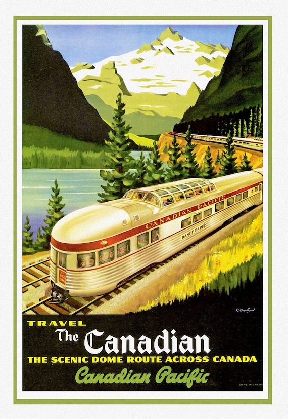 Travel Poster, Canadian Pacific, The Scenic Dome Route, map on heavy cotton canvas, 22x27" approx.