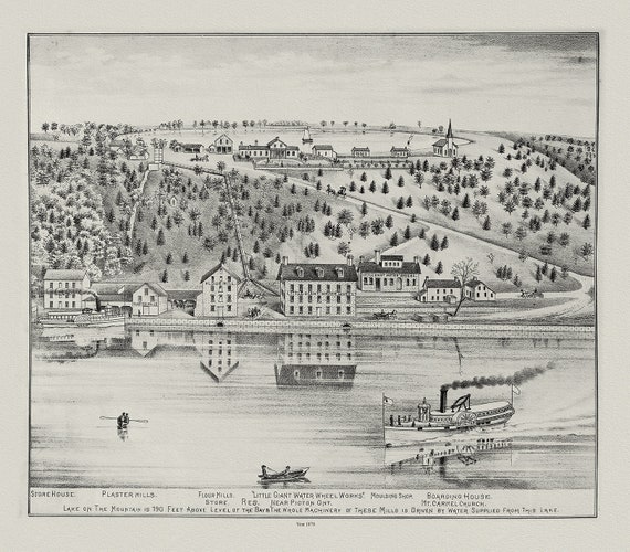 Glenora & Lake on the Mountain, Picton, Prince Edward County, 1878, map on heavy cotton canvas, 45 x 65 cm, 18 x 24" approx.