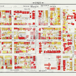 Plate 11, Toronto Downtown West, The Grange, 1923, Map on heavy cotton canvas, 18x27in. approx.