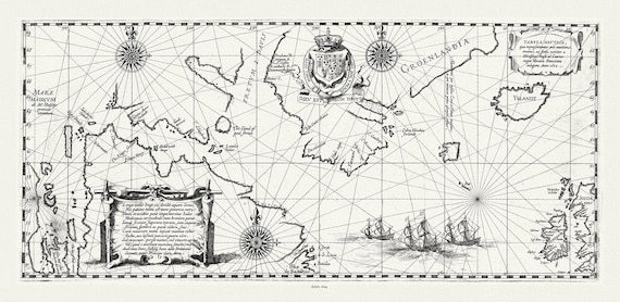 Tabula nautica, qua repraesentantur orae maritimae meatus, ac freta, noviter a IHudsono Anglo,1624, Gerardi auth., 21x36"