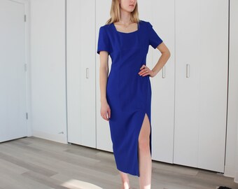 Vintage Liz Claiborne Dress Cobalt Blue Made in Costa Rica Etsy