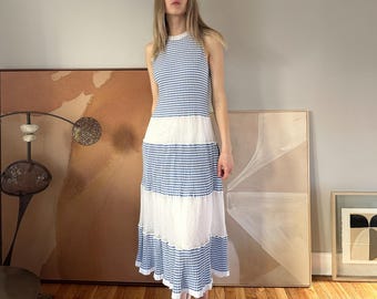 red white and blue midi dress Red and Blue Trim Midi Dress – Shop Reef Boutique