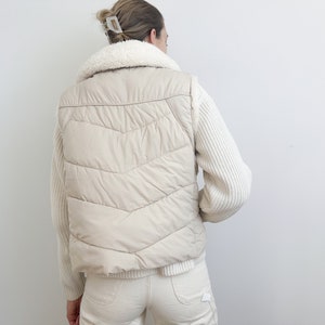 Vintage Cream Puffer Vest with White Faux Sherpa Collar Pao Sport A division of P.A. Originals image 4