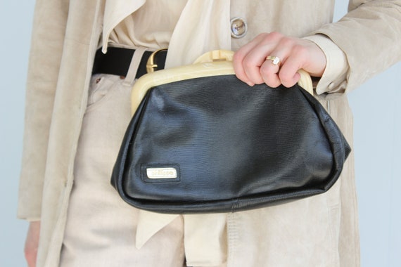 Vintage Phillippe Black Faux Leather Clutch | 80s… - image 2