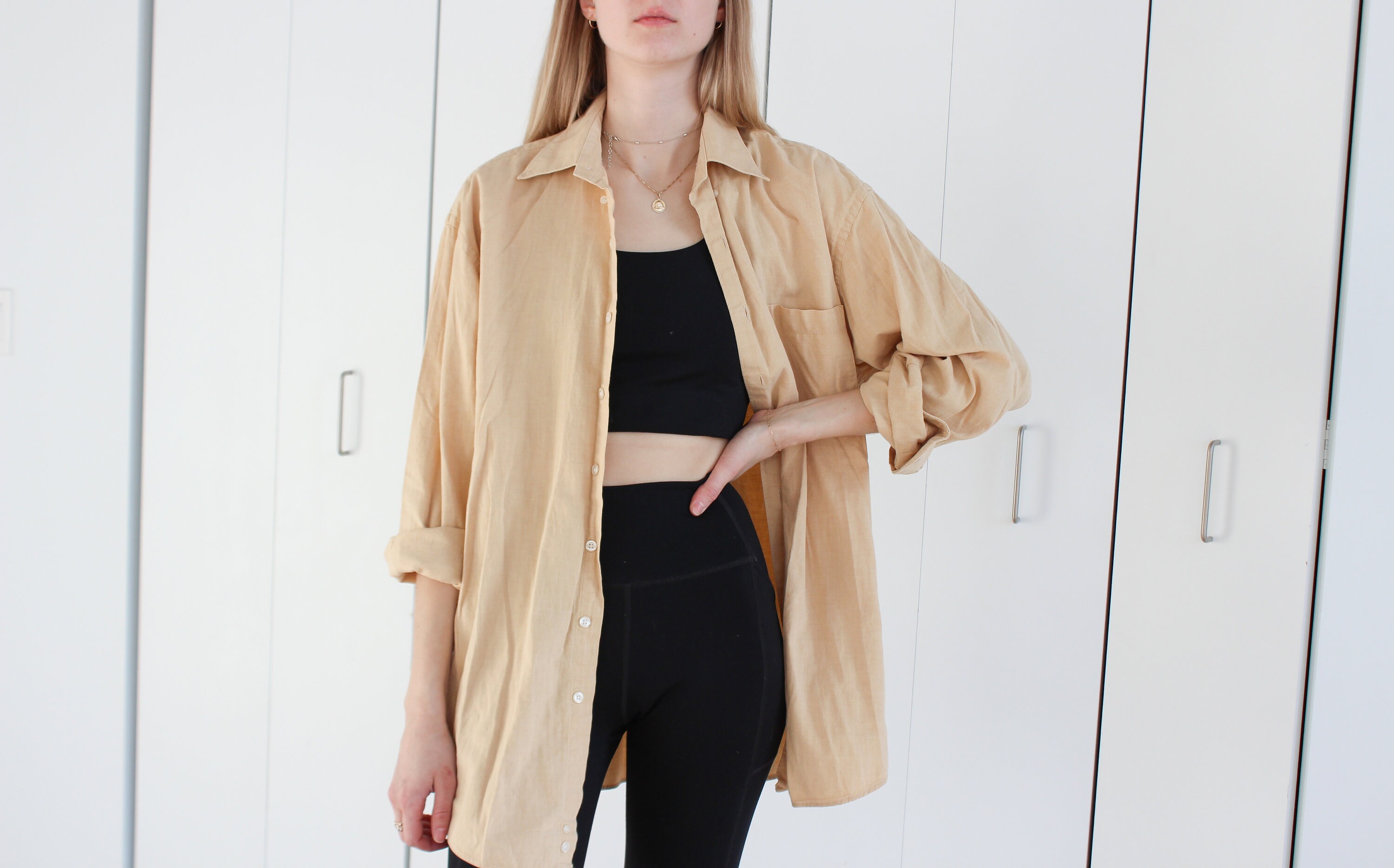Lightweight Khaki Long Sleeve Button up Shirt | Brigade by