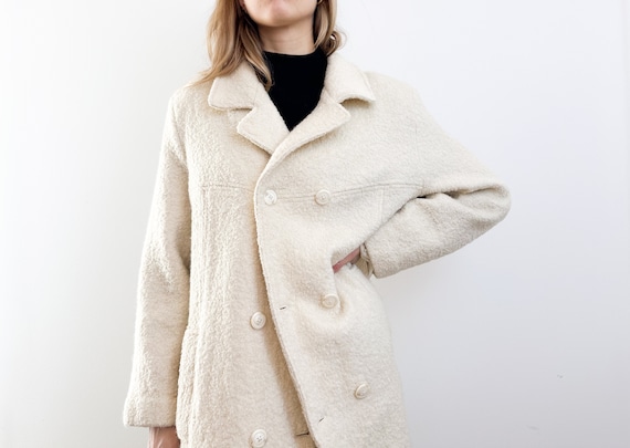 Ivory boucle coat best sale