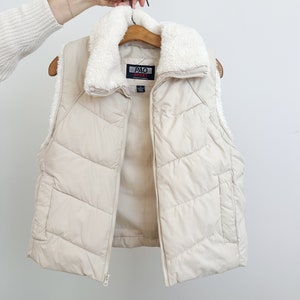 Vintage Cream Puffer Vest with White Faux Sherpa Collar Pao Sport A division of P.A. Originals image 8