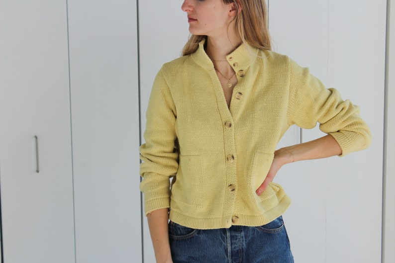 BKG & Company New York Yellow Button Cardigan Sweater Mock Neck image 5