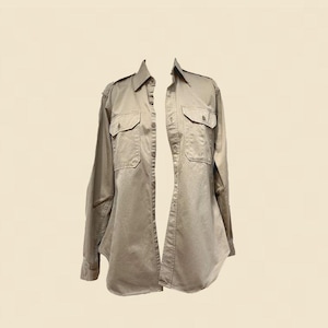 Vintage Khaki Utility Shirt with Epaulettes and Patch Pockets