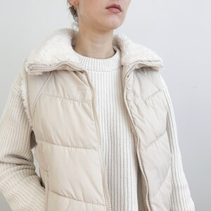 Vintage Cream Puffer Vest with White Faux Sherpa Collar Pao Sport A division of P.A. Originals image 3
