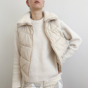 Vintage Cream Puffer Vest with White Faux Sherpa Collar Pao Sport A division of P.A. Originals image 2