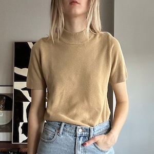 Vintage Camel Tan Short Sleeve Supersoft Sweater |  Appleseed’s Petites