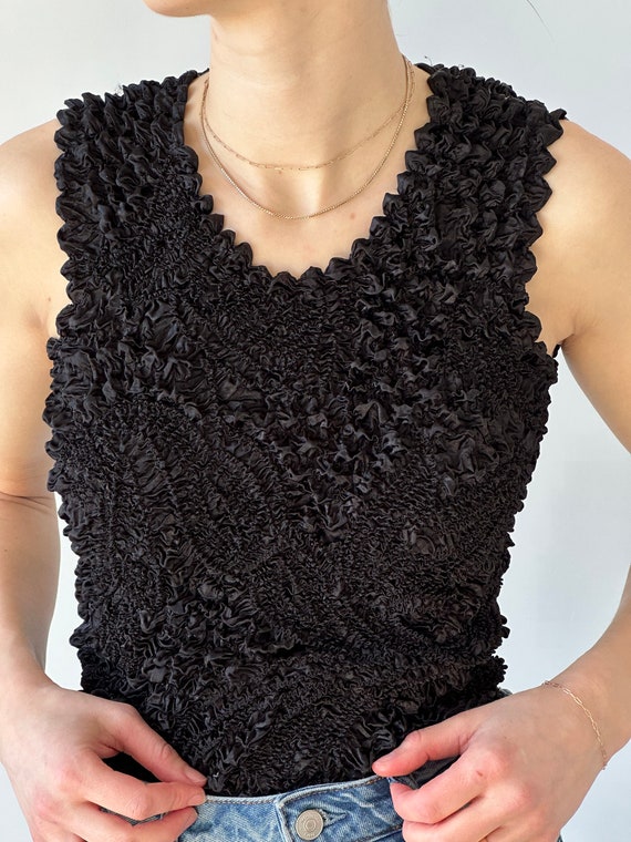 Y2k Vintage Magic Scarf Black Popcorn Scrunch Top… - image 3