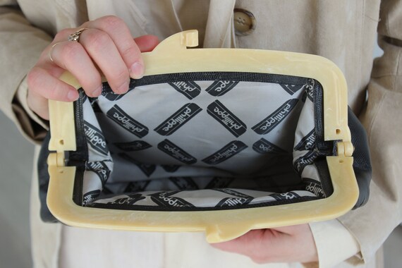 Vintage Phillippe Black Faux Leather Clutch | 80s… - image 5