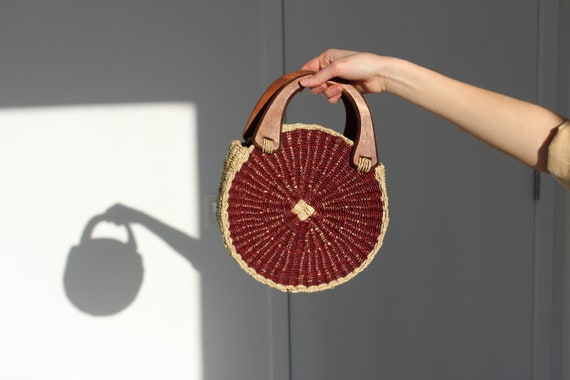 Wicker circle purse cheap