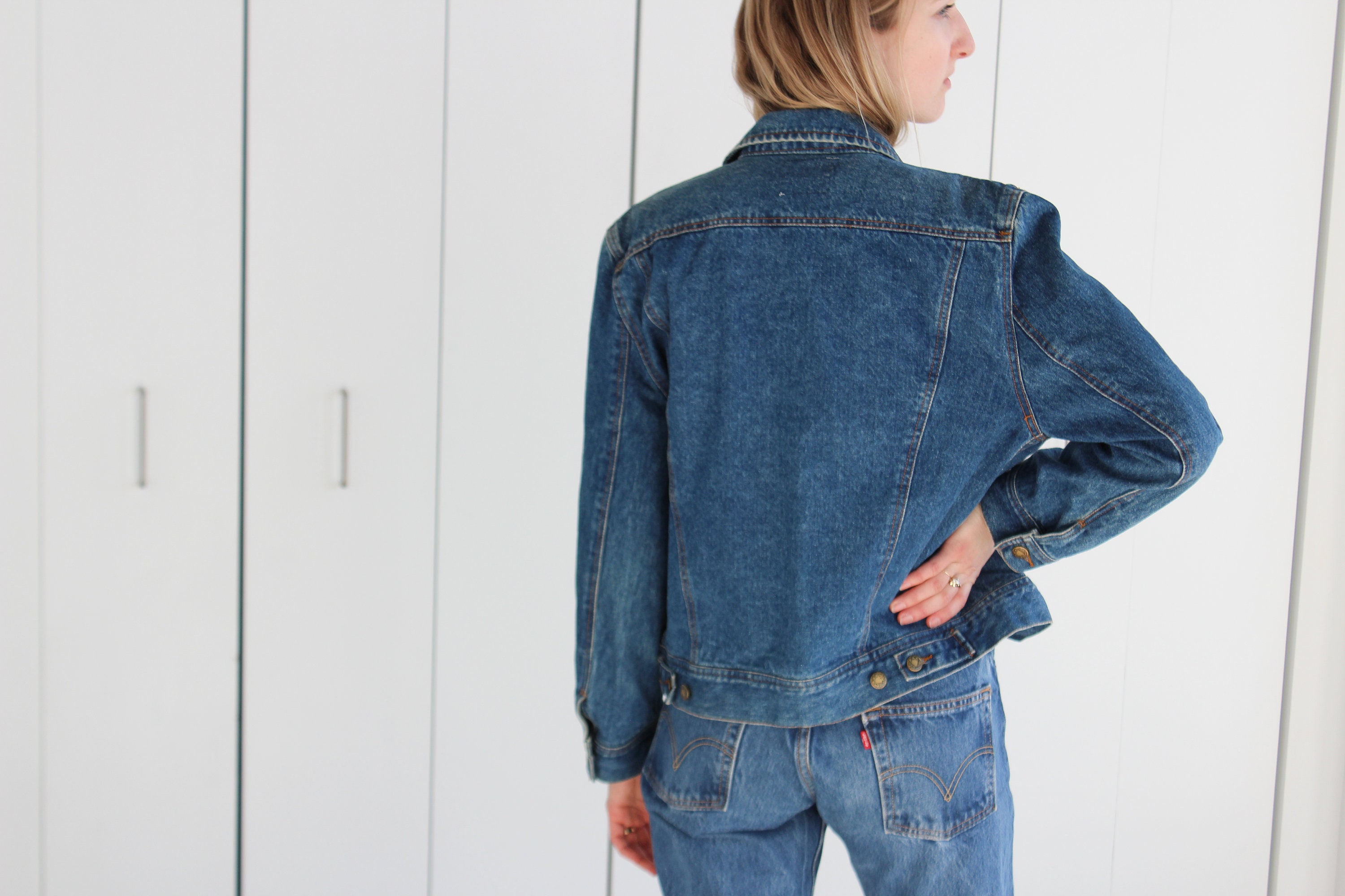 Vintage Trucker Denim Jacket Indigo Blue - Etsy