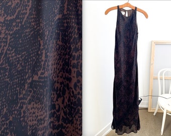 Brown and Black Snakeskin High Neck Sleeveless Dress | Maggy London Bias Cut Fully Lined