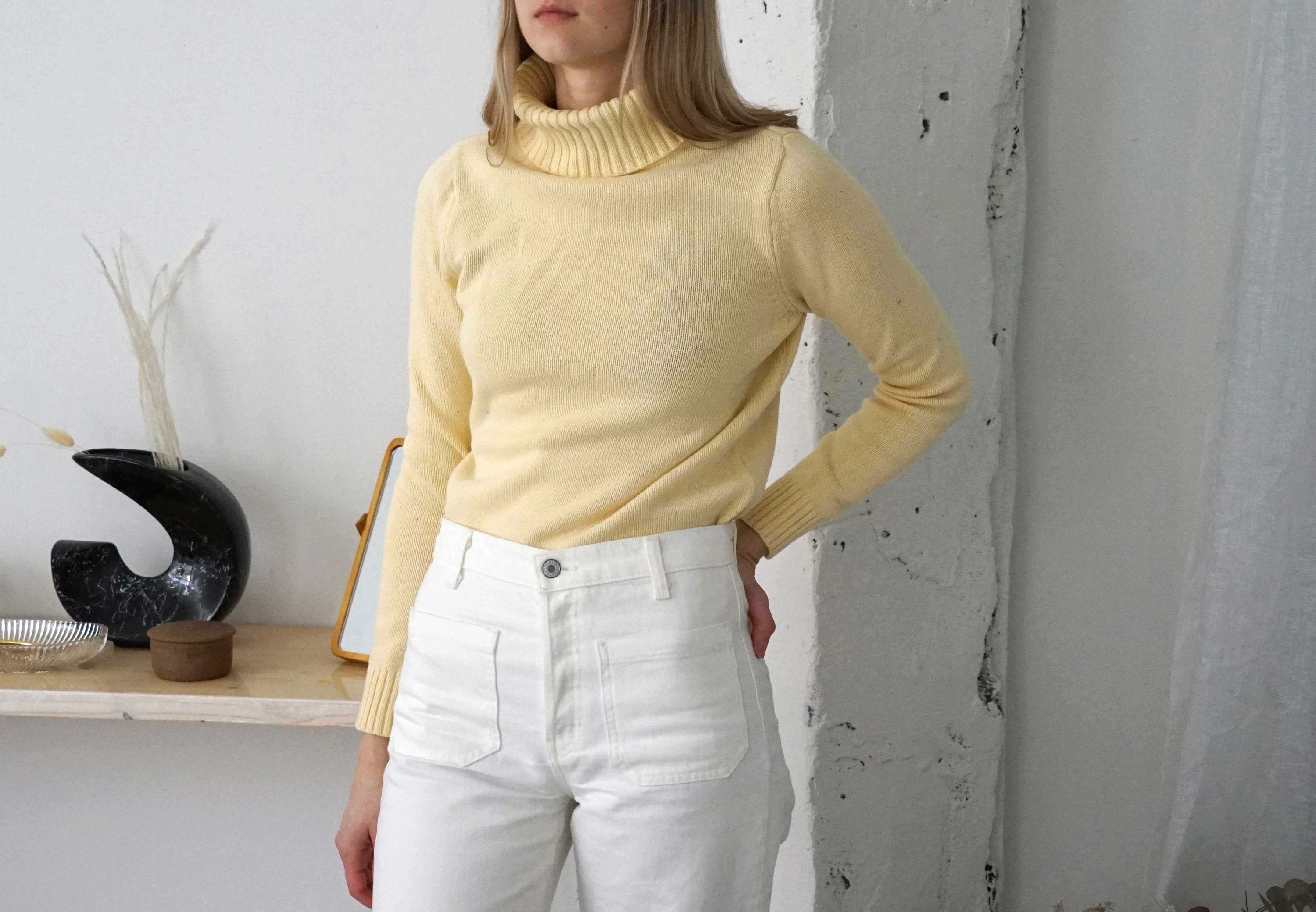 Pale Yellow Turtleneck Sweater Croft 