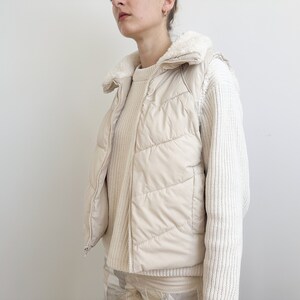 Vintage Cream Puffer Vest with White Faux Sherpa Collar Pao Sport A division of P.A. Originals image 6