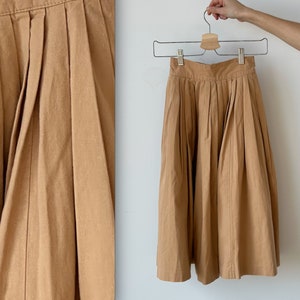 Vintage Camel Pleated Midi Skirt | JRM Made in France