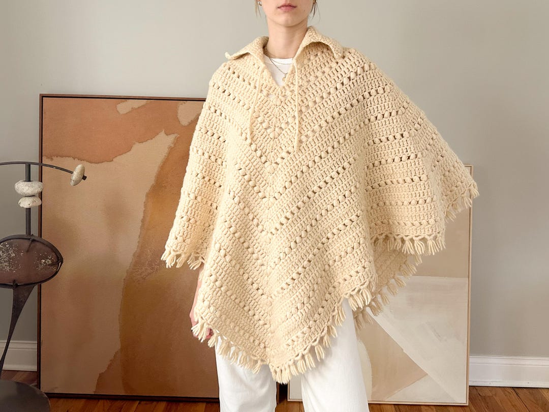 argue★SHETLAND WOOL LINEN VINTAGE PONCHO argue☆SHETLAND WOOL LINEN VINTAGE PONCHO argue☆SHETLAND WOOL