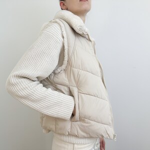 Vintage Cream Puffer Vest with White Faux Sherpa Collar Pao Sport A division of P.A. Originals image 5