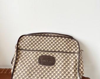 Vintage Pierre Cardin Brown Logo Zip Cross Body Travel Carry
